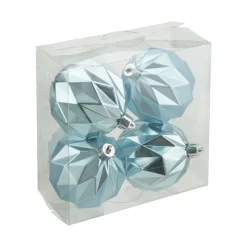Best Christmas Forever BALLS BOXED 4PC 80MM ICE BLUE MATT/SHINY DIAMOND CUT