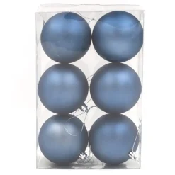 Best Christmas Forever BALLS BOXED 6PC 100MM MATT STEEL BLUE