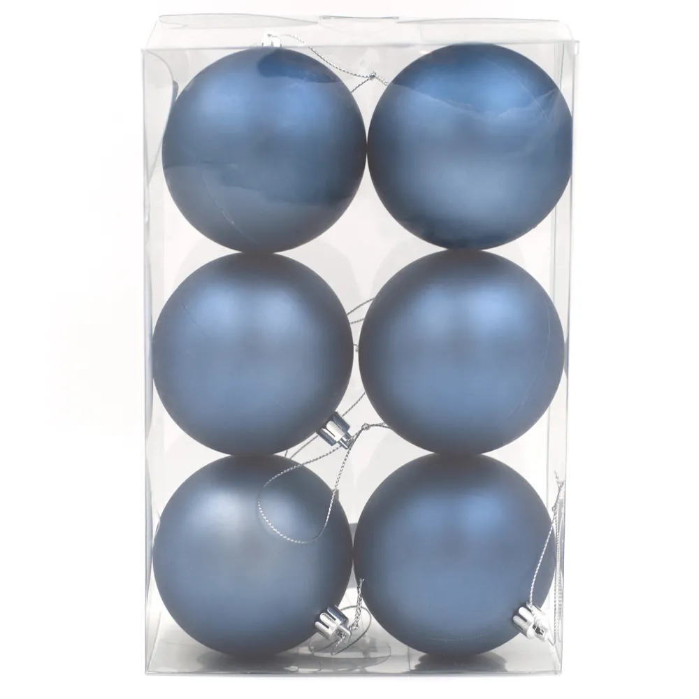 Best Christmas Forever BALLS BOXED 6PC 100MM MATT STEEL BLUE