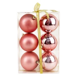 Hot Christmas Forever BALLS BOXED 6PC 80MM MAUVE SHINY/ MATT