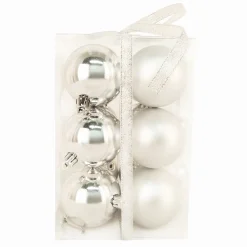 Clearance Christmas Forever BALLS BOXED 12PC 60MM SILVER SHINY/ MATT