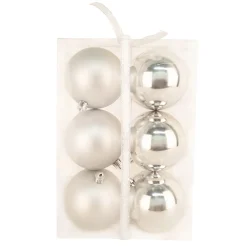 Sale Christmas Forever BALLS BOXED 6PC 80MM SILVER SHINY/ MATT