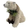 Best Christmas Forever BEAR BEIGE SHERPA SITTING 9.5″x10″ W/ SCARF, NEEDLE PINE, CONE & EUCALYPTUS