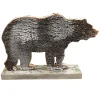 Online Christmas Forever BEAR BROWN WOODEN TABLE DECOR 9.5″x10″ FROSTED NATURAL/BIRCH LOOK