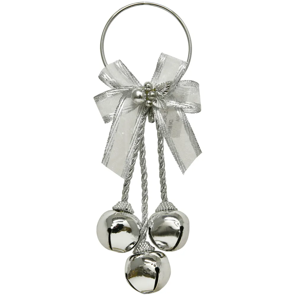 Online Christmas Forever BELL SILVER-SHINY 9.5″ 30MMx3 DOOR HANGER W/ SILVER BOW