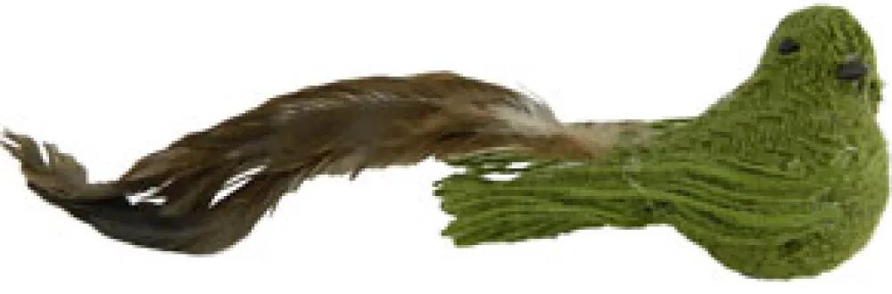 Best Christmas Forever BIRD GREEN 12″ W/BURLAP & LONG TAIL