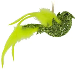 Online Christmas Forever BIRD GREEN CHARTREUSE 7″ W/FEATHER TAIL/GLITTER