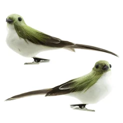 Online Christmas Forever BIRD GREEN/BROWN TAIL 6″ W/ CLIP 2/S