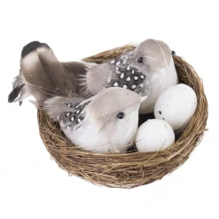 Discount Christmas Forever BIRD NATURAL BROWN/WHITE 3.5″ IN NEST AND EGGS FEATHER TAIL