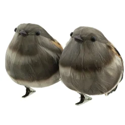 New Christmas Forever BIRD NATURAL/GRAY/BROWN 5″ W/ CLIP 2/S