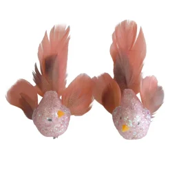 Discount Christmas Forever BIRD PINK FEATHERS 7″ PINK GLITTER W/ CLIP 2 ASSTD.