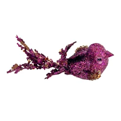New Christmas Forever BIRD PURPLE 3″ W/ SEQUINS & GLITTER