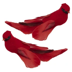 Hot Christmas Forever BIRD RED CARDINAL 8″ W/ CLIP 2/S