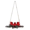 Online Christmas Forever BIRD RED CARDINAL 12″ X3.5″ ON FROSTED TWIGS WITH PINE & CONE 3-BIRDS