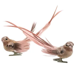 Discount Christmas Forever BIRD ROSE GOLD 5.5″ W/ CLIP & GLITTER 2/S