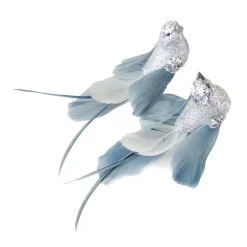 Discount Christmas Forever BIRD SILVER 6.5″ W/ GLITTER 2/S W/ CLIP