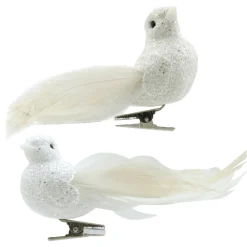 Discount Christmas Forever BIRD WHITE 4.5″ W/ CLIP & GLTR 2/S