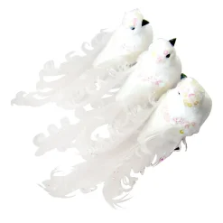 Best Christmas Forever BIRD WHITE 6″ W/ SEQUINS 3/S W/ CLIP