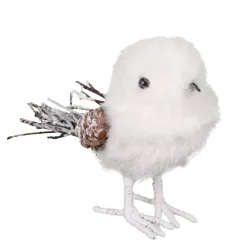 Online Christmas Forever BIRD WHITE/IVORY 6.7″ FAUX FUR W/ TWIG TAIL