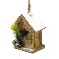 Discount Christmas Forever BIRDHOUSE NATURAL 4″ WOODEN W/ SNOW COVERED ROOF