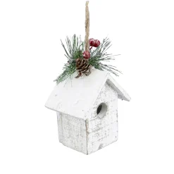 Best Christmas Forever BIRDHOUSE WHITE 4″ W/ FROST & PINE