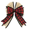 Sale Christmas Forever BOW RED/ BLACK PLAID & BURLAP 11″ X 8″