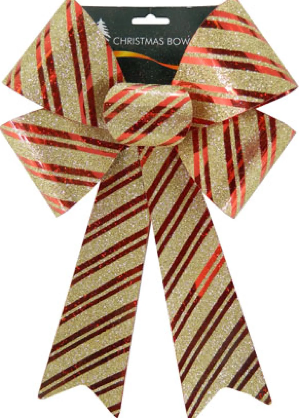 Best Christmas Forever BOW RED/ GOLD GLITTER 9″ X 14″ STRIPE PATTERN