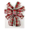 Best Christmas Forever BOW TREE TOPPER 11″ X 31″ RED/GOLD COLORFUL PLAID WITH VELVET TRIM