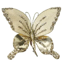 Clearance Christmas Forever BUTTERFLY CHAMPAGNE 9″x7.8″ GLITTER METALLIC