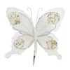 Online Christmas Forever BUTTERFLY WHITE 9.5″x6.5″ VELVET/SHEER W/ GLITTER & CLIP