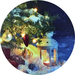 Sale Christmas Forever CANVAS ROUND 16″ DIA 5 LED XMAS TREE & LANTERN (TMR)