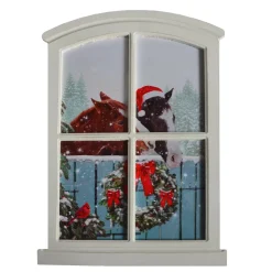 Clearance Christmas Forever CANVAS W/ FRAME 16″X23″30 FIBERS HORSES W/TIMER