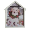 Discount Christmas Forever CANVAS W/ FRAME 12″X15″20 LED DOG W/ WREATH W/TIMER