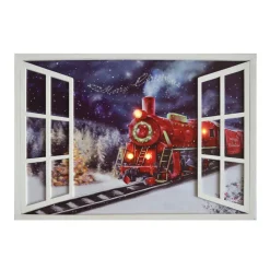 Sale Christmas Forever CANVAS W/ FRAME 35″X24″4 LED RED TRAIN W/TIMER