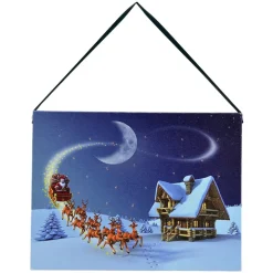 Online Christmas Forever CANVAS 8″X6″ 20 FIBRES SANTA’S SLEIGH W/ REINDEERS