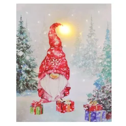 Sale Christmas Forever CANVAS 12″X16″ 1 LED+30 FBR GNOME SNOWY SCENE W/TIMER