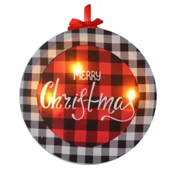 Best Christmas Forever CANVAS 8″X8″ 3 LED PLAID W/ “MERRY CHRISTMAS”