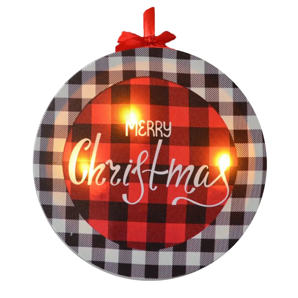 Best Christmas Forever CANVAS 8″X8″ 3 LED PLAID W/ “MERRY CHRISTMAS”