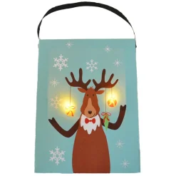 Best Christmas Forever CANVAS 6″X8″ 2 LED REINDEER W/ BEELS