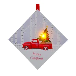 Sale Christmas Forever CANVAS 5″X5″ 1 LED W/ TREE ON A TRUCK