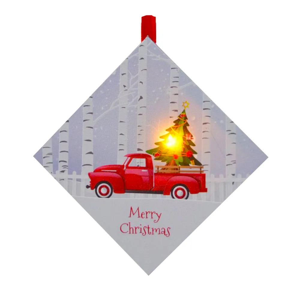 Sale Christmas Forever CANVAS 5″X5″ 1 LED W/ TREE ON A TRUCK