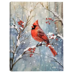 Best Christmas Forever CANVAS 12″x16″ LIGHT UP CARDINAL 30PCS LED FIBERS+6/18TIMER