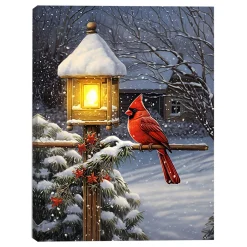 Discount Christmas Forever CANVAS 12″x16″ LIGHT UP CARDINAL 1PC LED+20 LED FIBERS+6/18TIMER