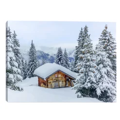 Best Christmas Forever CANVAS 16″x12″ LIGHT UP CHALET 30PCS LED FIBERS+6/18TIMER