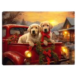 Outlet Christmas Forever CANVAS 16″x12″ LIGHT UP DOGS 3PCS LED+6/18TIMER