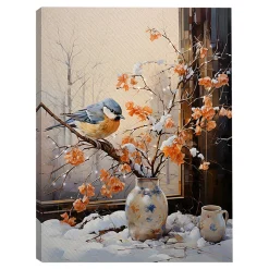 Discount Christmas Forever CANVAS 12″x16″ LIGHT UP ROBIN 30PCS LED FIBERS+6/18TIMER