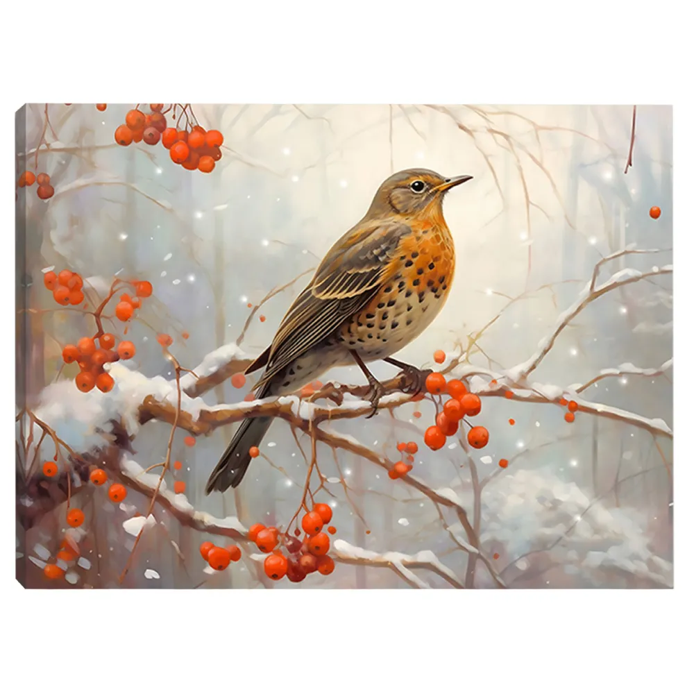Online Christmas Forever CANVAS 16″x12″ LIGHT UP 15.5″x12″ CARDINAL 30PCS LED FIBERS+6/18TIMER