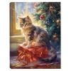 Clearance Christmas Forever CANVAS 12″x15″LIGHT UP CAT 3PCS LED+6/18TIMER