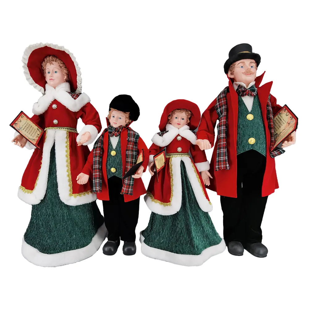 Clearance Christmas Forever CAROLER FAMILY 4PC 29″-36″ RED/GREEN/BLACK