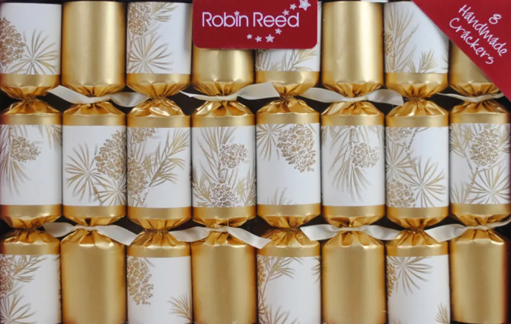 Sale Christmas Forever CHRISTMAS CRACKER DLX 8PCX8.5″ GOLD/IVORY W/ PINECONE PRINT